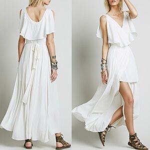 Free People Angelic Peasant Cottagecore Flowy Fiona Maxi Wrap Dress Size S